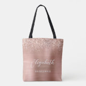 Rose Gold Glam Metallic Moderne Schrift Brautjungf Tasche (Rückseite)