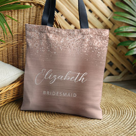 Rose Gold Glam Metallic Moderne Schrift Brautjungf Tasche