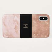 Rose Gold Glam Mit Monogramm Case-Mate iPhone Hülle (Rückseite (Horizontal))