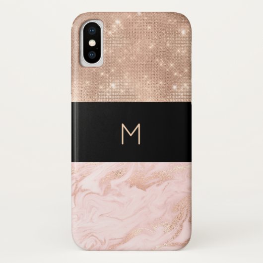 Rose Gold Glam Mit Monogramm Case-Mate iPhone Hülle (Rückseite)