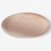 Rose Gold Glam Peach Sparkle Strings Hochzeit Pappteller (Schrägansicht)