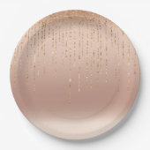 Rose Gold Glam Peach Sparkle Strings Hochzeit Pappteller (Vorderseite)