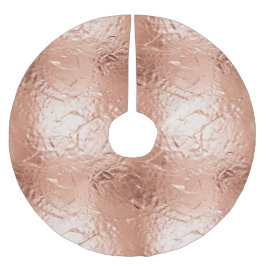 Rose Gold Glam Polyester Weihnachtsbaumdecke