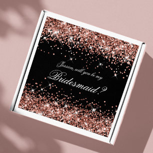 Rose Gold Glam Schwarz Brautjungfer Vorschlag Gesc Aufkleber