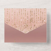 Rose Gold Glam Strings All In One Einladung (Rückseite)