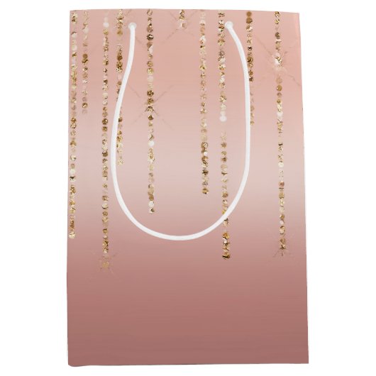 Rose Gold Glam Strings Mittlere Geschenktüte (Vorderseite)