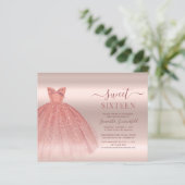 Rose Gold Glam Sweet 16 Moderne Script Einladung (Stehend Vorderseite)