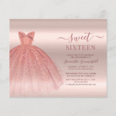 Rose Gold Glam Sweet 16 Moderne Script Einladung (Vorderseite)