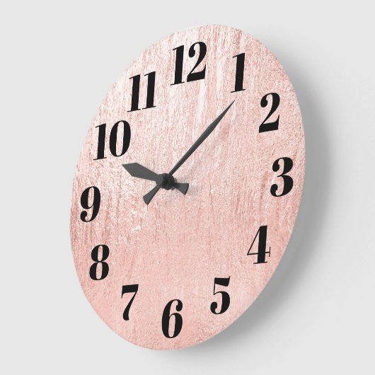 Rose Gold Glam Textur Große Wanduhr (Winkel)