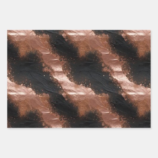 Rose Gold Glam und Black Geschenkpapier Set (Vorderseite 2)