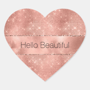 Rose Gold Glamour Funkeln Herz-Aufkleber