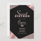 Rose Gold Glamour Geometric Modern Sweet 16 Party Einladung (Vorderseite)