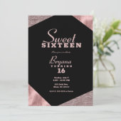 Rose Gold Glamour Geometric Modern Sweet 16 Party Einladung (Stehend Vorderseite)