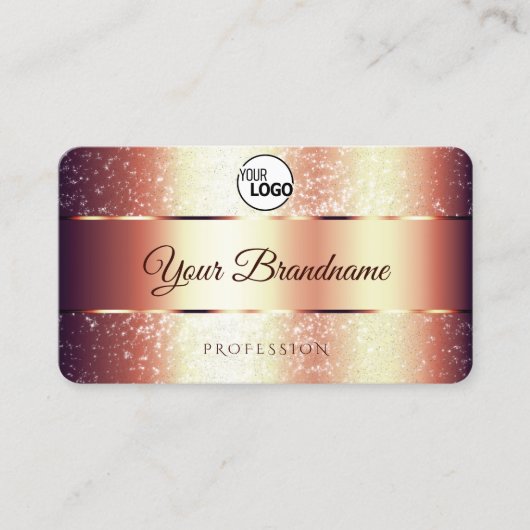 Rose Gold Glamour Sparkling Glitzer Logo Monogram Visitenkarte (Vorderseite)