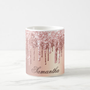 Rose Gold Glamour triefender Glitter Schimmer Kaffeetasse
