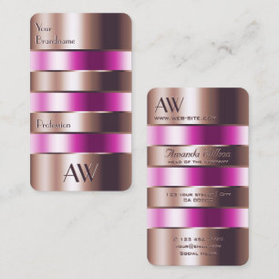 Rose Gold Glass Look Pink Fluids Imitate 3D Initia Visitenkarte