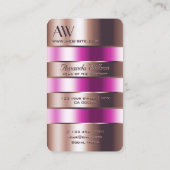 Rose Gold Glass Look Pink Fluids Imitate 3D Initia Visitenkarte (Rückseite)