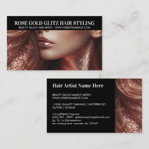 Rose Gold Glit Friseur Künstler Foto Visitenkarte