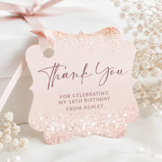 Rose Gold Glitter 18. Geburtstag Fancy Square Tag Geschenkanhänger