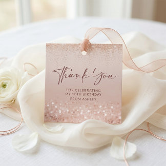 Rose Gold Glitter 18. Geburtstag Quadratischer Gef Geschenkanhänger