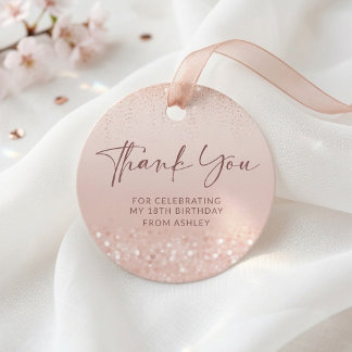 Rose Gold Glitter 18. Geburtstag Runde Gefallen-An Geschenkanhänger