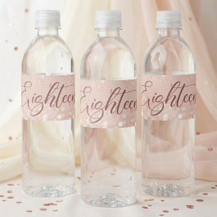 Rose Gold Glitter 18. Geburtstagsfeier Wasserflaschenetikett