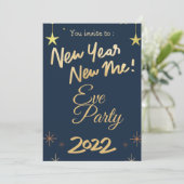 Rose Gold Glitter 2022 New Year's Party Invitation Einladung (Stehend Vorderseite)