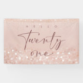 Rose Gold Glitter 21. Geburtstagsfeier Banner (Horizontal)