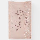 Rose Gold Glitter 21. Geburtstagsfeier Banner (Vertikal)