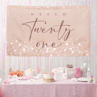 Rose Gold Glitter 21. Geburtstagsfeier Banner