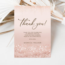 Rose Gold Glitter 30. Geburtstag Danke Karte