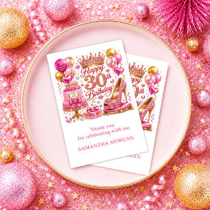 Rose Gold Glitter 30. Geburtstag Pink Glitter Dank Dankeskarte