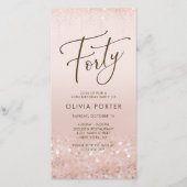 Rose Gold Glitter 40. Geburtstag Mobile Einladung (Vorderseite)