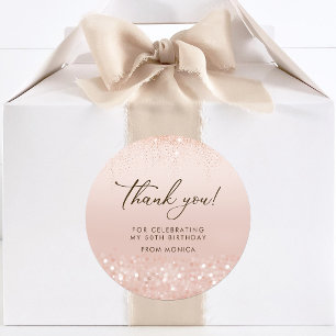 Rose Gold Glitter 50. Geburtstag Runder Aufkleber
