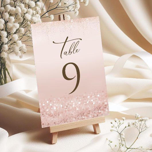Rose Gold Glitter 70. Geburtstag Tischnummern