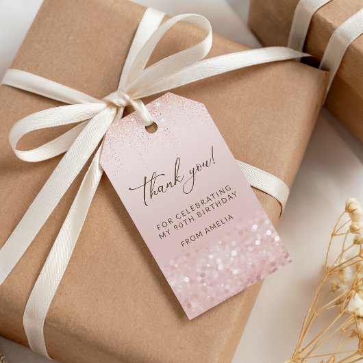 Rose Gold Glitter 90. Geburtstagsfeier Geschenkanhänger
