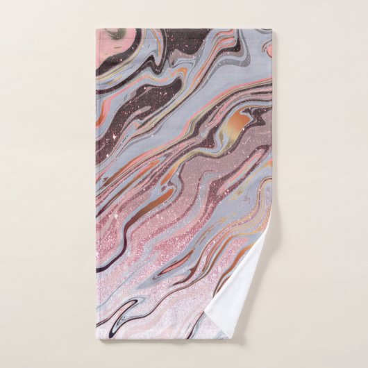 Rose Gold Glitter and Marble Badhandtuch Set (Handtuch)