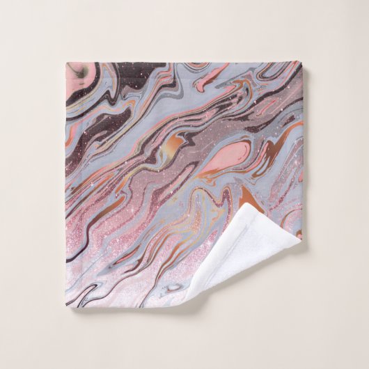 Rose Gold Glitter and Marble Badhandtuch Set (Waschlappen)