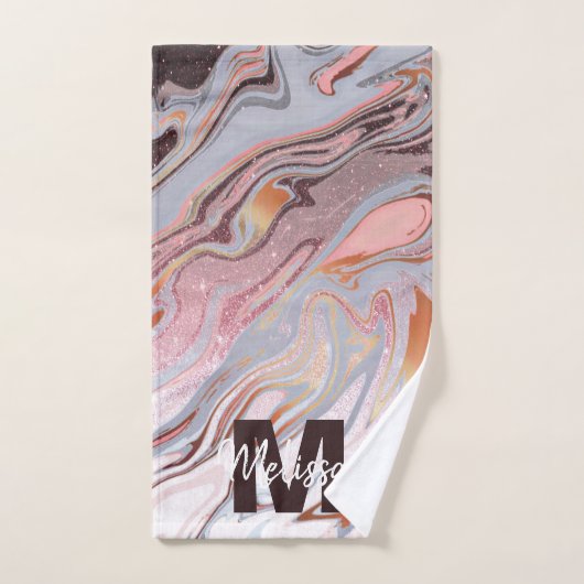 Rose Gold Glitter and Marble Badhandtuch Set (Handtuch)
