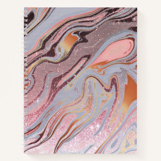 Rose Gold Glitter and Marble Notizblock (Vorderseite)
