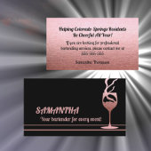 Rose Gold Glitter Bartender Event Business Card Visitenkarte