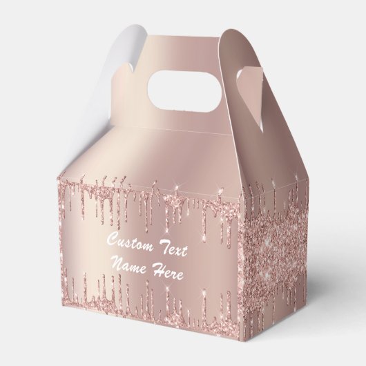 Rose Gold Glitter Benutzerdefinierter Text Ihr Nam Geschenkschachtel (Rückseite)