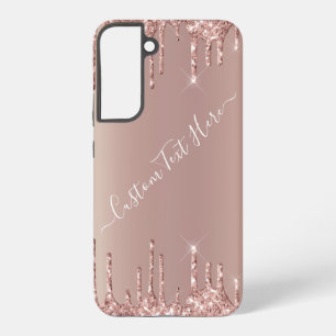 Rose Gold Glitter benutzerdefinierter Text persona Samsung Galaxy Hülle