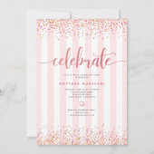 Rose gold glitter Bildskala modern script Einladung (Rückseite)