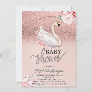 Rose Gold Glitter Bokeh, Pfannkuchen-Baby-Party Einladung