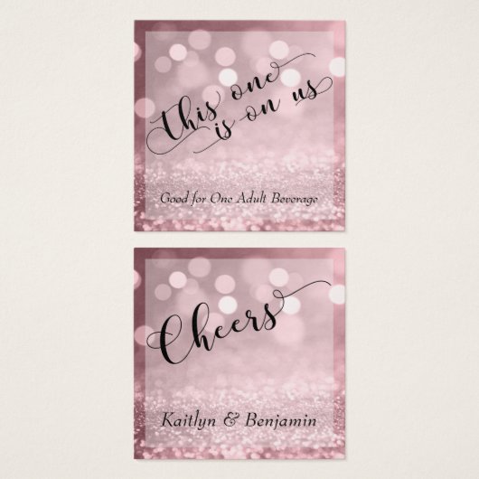 Rose Gold Glitter Bokeh & Typography Drink Tickets (Vorne & Hinten)