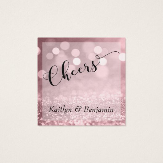 Rose Gold Glitter Bokeh & Typography Drink Tickets (Rückseite)