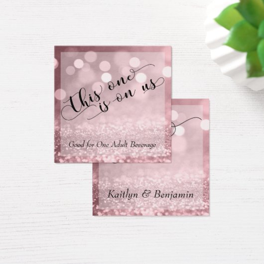 Rose Gold Glitter Bokeh & Typography Drink Tickets (Schreibtisch)