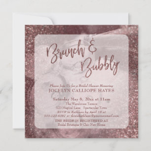 Rose Gold Glitter Brunch & Bubbly Champagner Foto Einladung
