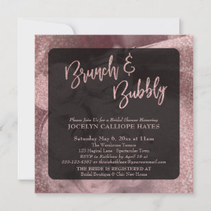 Rose Gold Glitter Brunch & Bubbly Champagner Foto Einladung